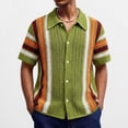 thumbnail image 1 of Ceisia Cardigan Rétro à Rayures d'Été pour Hommes Manches Courtes Boutonné Multicolore Cadeaux, 1 of 8