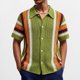 thumbnail image 1 of Ceisia Men's Summer Retro Stripe Open Knit Short Sleeve Button Down Cardigan Multicolor XL Gifts, 1 of 9