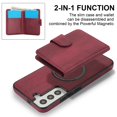 thumbnail image 4 of Decase for Samsung Galaxy S22 Flip PU Leather Back Cover with 2-in-1 Detachable Magnetic Wallet with 5 Card Slots Compatible Mag-Safe and RFlD Blocking Kickstand and Wireless Charging,Winered, 4 of 5