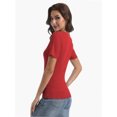 thumbnail image 5 of Womens Tops Crew Neck Summer Short Sleeve Casual Slim Fitted Tshirt, 5 of 6