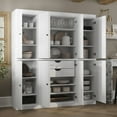 thumbnail image 3 of Solid Wood Storage Cabinet - 71.5" Tall, 65" Wide Freestanding Kitchen Pantry with 2-Drawer Kit & Adjustable Shelves – White, Renewable Eco-Friendly 100% Wood, Made in Brazil, 3 of 6