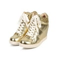 thumbnail image 5 of Wild Diva DE26 Women Glitter Metallic Lace Up Wedge Fashion Sneaker, 5 of 5