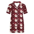 thumbnail image 5 of VBTAPA Womens Christmas Pajama Shorts Set Plaid Xmas Tree Printed Short Sleeve Button Down Shirts and Shorts Matching Lounge Pj Sets Holiday Sleepwear Multicolor#10 M, 5 of 7