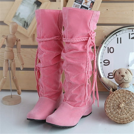 

HOMBOM Work Shoes Women Mom Christmas Logger Boots Low-Heeled Mid Calf Boots Thigh High Boots Medium Fall&Winter Boots For Clearence