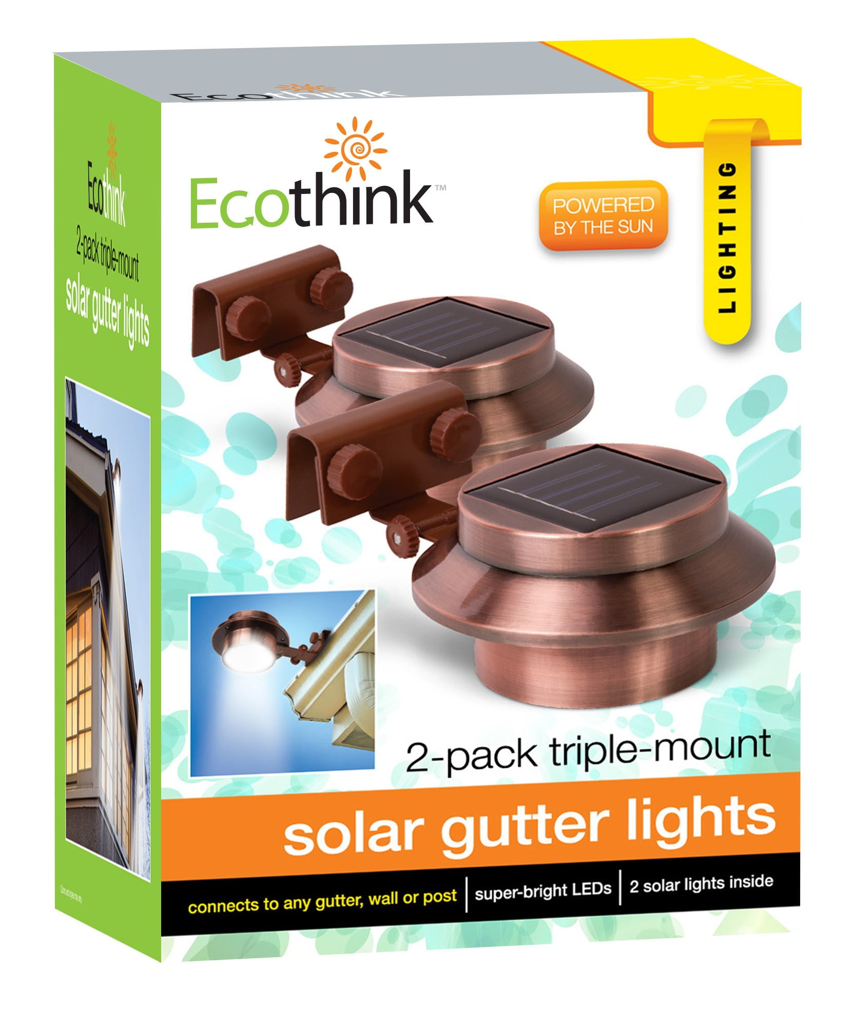 Rethink 2 Pack Multi Purpose Gutter Fence Solar Light Copper Rethink 2 Pack Multi Purpose Gutter Fence Solar Light Copper Com