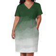 thumbnail image 3 of Bosque verde acuarela Ombre (verde/blanco) vestido suelto con bolsillos vestido largo de verano para mujer vestido de playa vestido de noche para mujer, 3 of 7