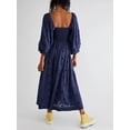 thumbnail image 4 of Faithtur Robe Longue Décontractée d'Été pour Femmes Robe Brodée de Fleurs 3D Col Carré Manches Bouffantes Mode Dos Nu Robe Trapèze, 4 of 9