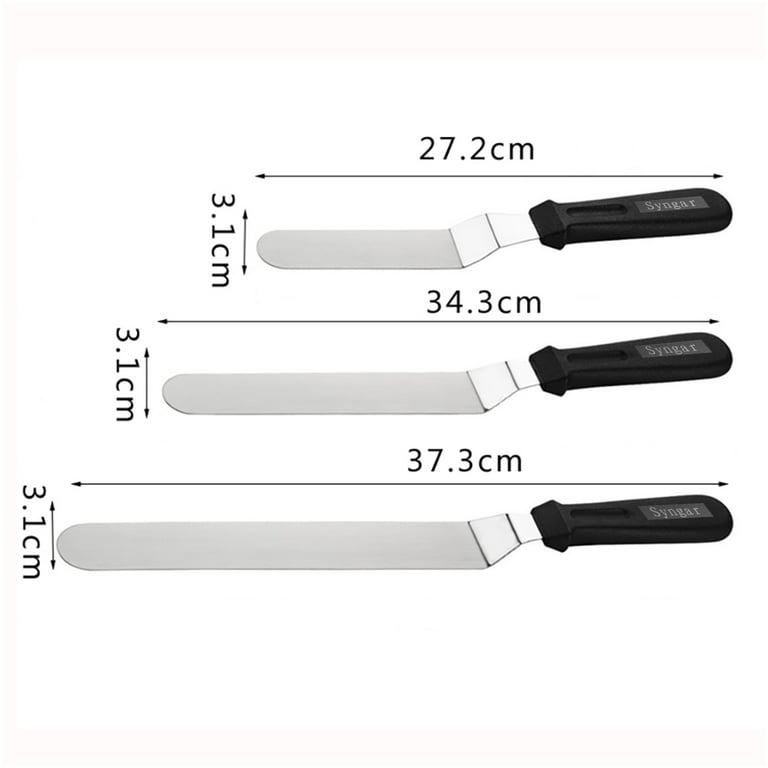 U-Taste Offset Spatulas Set of 3, 420 Stainless Steel Metal Angled Icing  Spatula Spreader Smoother with 6/8/10 inches Length Blade and PP Plastic