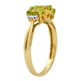 thumbnail image 3 of Dazzlingrock Collection 6X5mm Center & 4X3mm Side Emerald Peridot 3 Stone Engagement Ring with Round Accent White Diamond for Women in 10K Yellow Gold, Size 10, 3 of 5