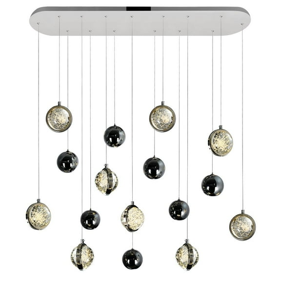 CWL Lighting Salvador 35-120" Crystal LED Integrated Chandelier in Nickel