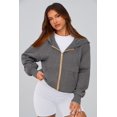 thumbnail image 3 of Sudadera con Capucha PRETTYGARDEN para Mujer, Cierre Completo, Forro Polar, Gris, Talla L, 3 of 8
