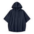 thumbnail image 6 of MOONDU Women's Short Sleeve Hoodie Hooded Sweatshirt Drawstring Pullover Solid Color Loose Fit Casual Summer Top for Gym Yoga Everyday Wear 8 Colors S-XXL, 6 of 7
