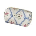 thumbnail image 1 of Bow Flower Cosmetic Bag Large Capacity Wash Bag Palace Style Quilted Storage Bag Portable Soft Handbag Bags, 1 of 1