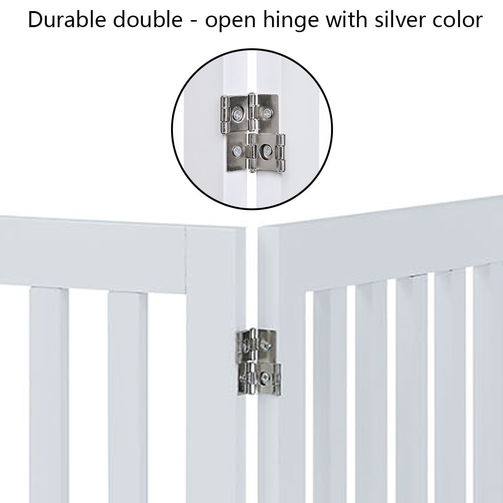 Unipaws 36”H Free Standing Pet Gate for Dog Cat, Foldable Pet Fence for The House,Tall Wooden Dog Gates for Doorway, Stairs,  Expandable Barrier, Indoor Use, White