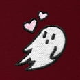 thumbnail image 2 of Dalix Heartly Ghost Embroidery Relaxed Hoodie Soft Fleece Sweatshirt Drawcord Fit Lounge Womens in Burgundy L Large, 2 of 5