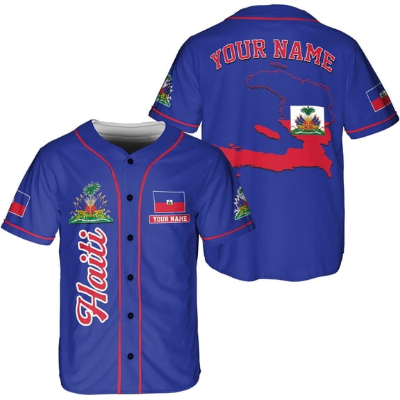 Mostprints Personalized Name Haiti Baseball Jersey, Customized Haitian Baseball Jerseys for Men Women Haitian Flag Shirt 3D (S)