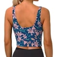 thumbnail image 3 of Haiem Lilies Flowers Pattern Womens Sports Bra - U Neck Padded Low Impact Yoga Bra Workout Crop Top Gym Moisture-Wicking Workout Vest -XX-Large, 3 of 9