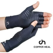 COPPER HEAL Arthritis Compression Gloves - Best Copper Gloves for Rheumatoid Arthritis, Carpal Tunnel, RSI Osteoarthritis & Tendonitis Fingerless gloves