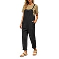 thumbnail image 6 of Lcziwo Cotton Bib Overalls for Women Adjustable Straps One Piece Jumpsuits Solid Baggy Casual Summer Rompers with Pockets Black,S, 6 of 8