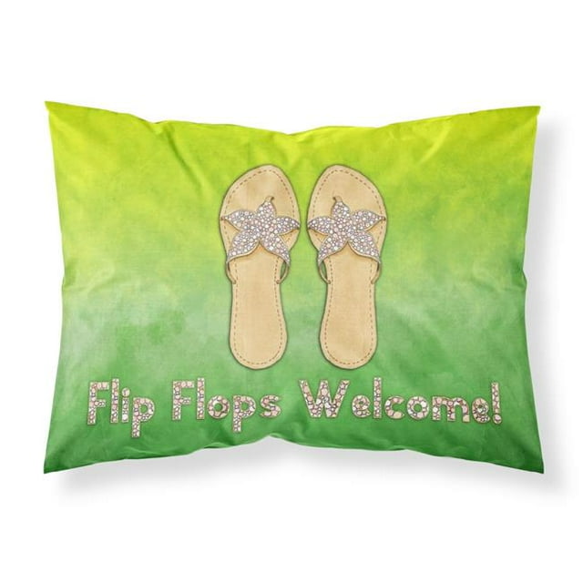 Carolines Treasures BB7454PILLOWCASE Flip Flops Welcome Fabric Standard Pillowcase