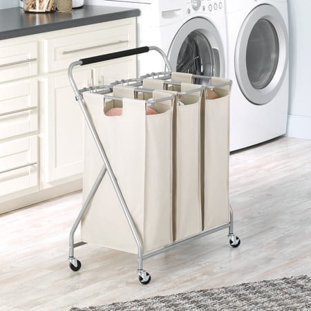 Whitmor Triple Laundry Sorter with Wheels
