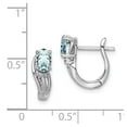 thumbnail image 2 of White Sterling Silver Earring Hinged Huggie (03) March Women'S Diamond Aquamarine Blue 13 mm, 2 of 2