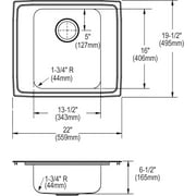 Elkay Drkad222065 Lustertone 22" Drop In Single Basin Stainless Steel Utility Sink - 2