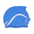 thumbnail image 1 of Gorro de natación de silicona impermeable en forma de delfín azul, 1 pieza, 1 of 5
