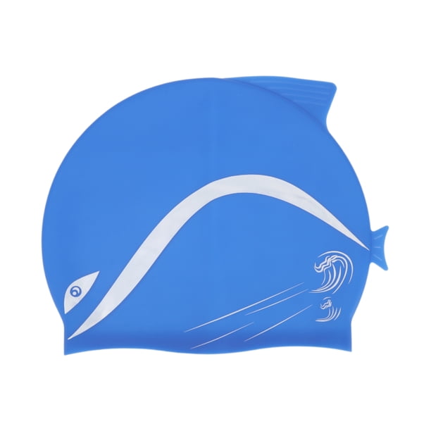 Gorro de natación de silicona impermeable en forma de delfín azul, 1 pieza