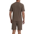 thumbnail image 4 of LANBAOSI Mens Pajama Set Summer Ribbed Knit Lounge Short Set 2-Piece Breathable Soft Sleepwear Set Size M, 4 of 8
