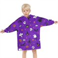 thumbnail image 3 of Purple Halloween Pattern Blanket Hoodies for Kids 6-13YR Oversize Wearable Blanket Hoodies for Boys Girls Teens, 3 of 7