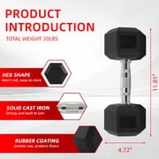 BalanceFrom Rubber Encased Hex Dumbbells, 15 lbs Pair, Black
