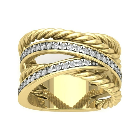 Araiya 14K Yellow Gold Diamond Multi Row Ring for Women (3/8 cttw, I-J Color, I2-I3 Clarity), Size 7