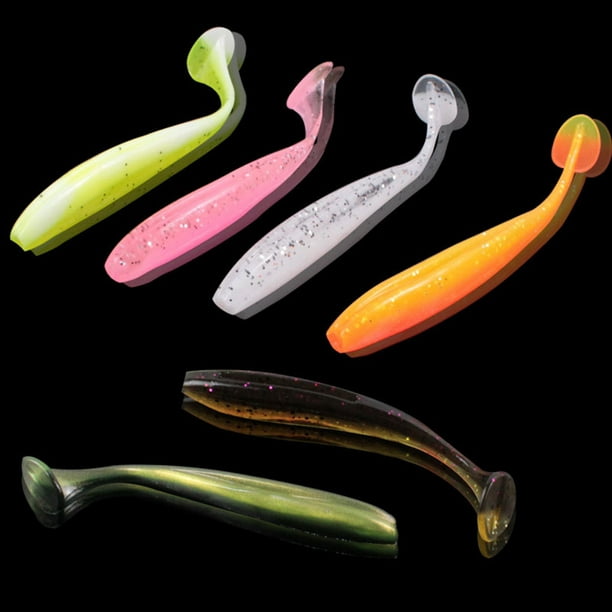 50pcs/box Rubber T-tail Soft Fish Lure Two-color Soft Bait Fishing  Accessories