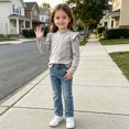 thumbnail image 6 of YUANxueke Girls Ruffle Long Sleeve Cotton Shirts Soft Casual Crewneck Pullover Layering Tops,Gray,2-3 Years, 6 of 7