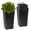 Black 22.4 inches, variant on GOCAPTAIN 2-Pack 22.4" Tall Plastic Planters, Modern Large Flower Pots with Drainage Holes, Water Level Monitor for Outdoor Plants  & Porch Decor, Black