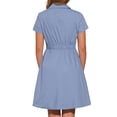 thumbnail image 3 of INSPIRE CHIC Women's Fit and Flare Collar Pocket Elastic Waist Mini Dress XS Gray Blues, 3 of 6