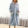 thumbnail image 2 of NAFUU Robes For Women Flannel Hooded Bathrobe Winter Bear Print Cozy Loungewear Long Shawl Collar Robe Sleepwear Nightwear Soft Sleepwear Pjs, 2 of 4