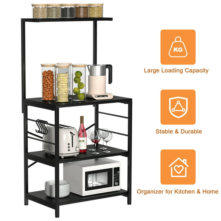 Dropship Light Beige Kitchen Baker's Rack Utility Storage Shelf 35.5  Microwave Stand 4-Tier 3-Tier Shelf For Spice Rack Organizer Workstation  With 10 Hooks RT to Sell Online at a Lower Price