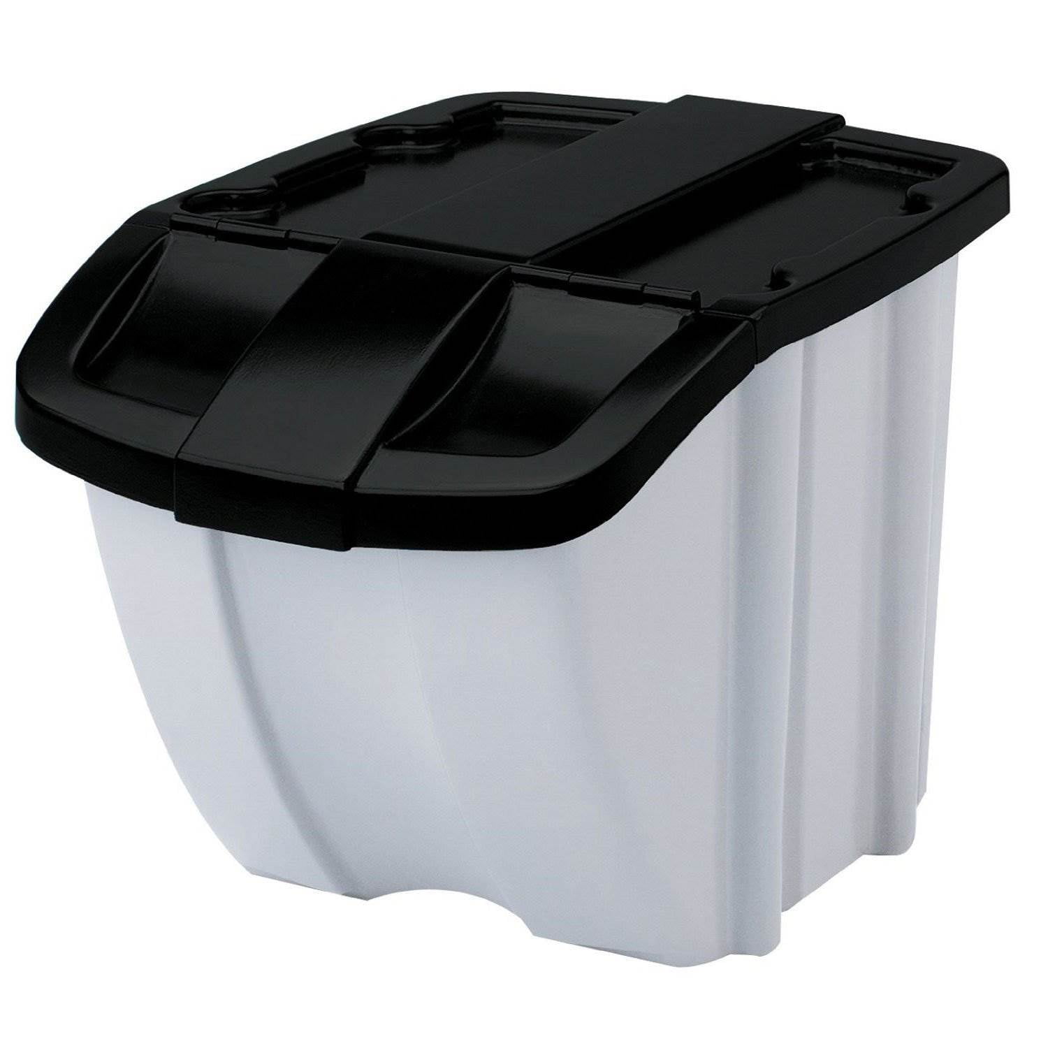 Recycling Bin Plastic Tote Outdoor Recycled Storage 18 Gallon Container 2-Pack 
