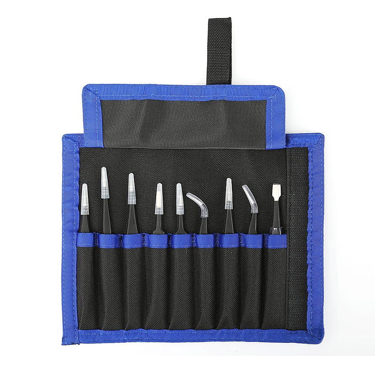 Precision Anti-Static Stainless Steel 9 in 1 Tweezers Kit Set For Electronics/Jewelry-Making/Laboratory Work/Hobbies
