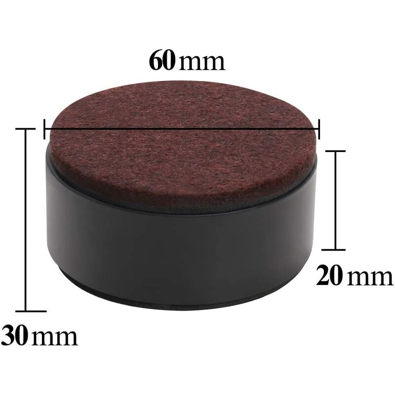 Rehausseurs De Meuble - Lot De 4 - Hauteur 3" - Noir - Matériau PP