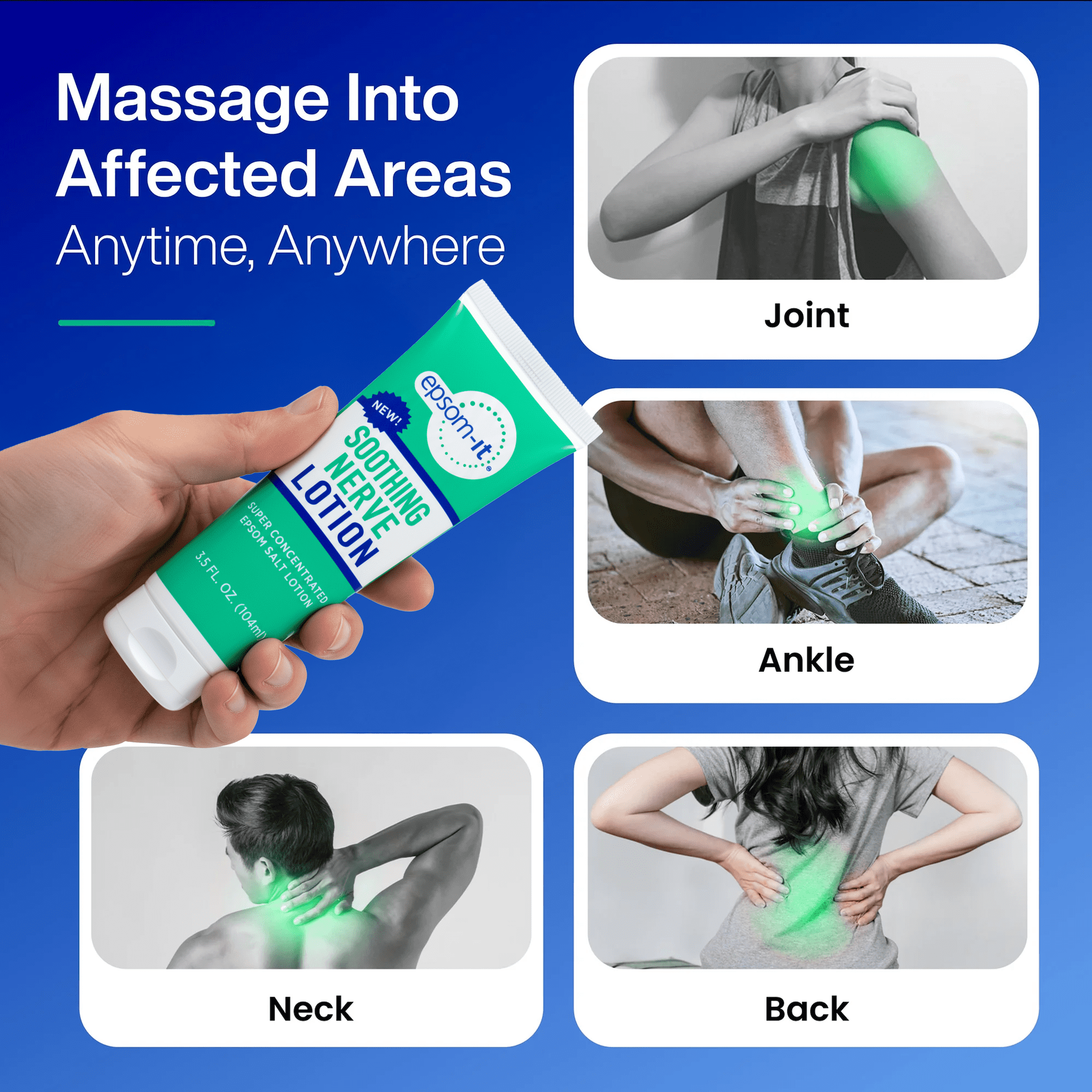 (3 pack) Epsom-It Soothing Nerve Tube - Epsom Salt Magnesium Lotion, Topical Magnesium Cream with Capsaicin & Arnica to Provide Comfort for Legs, Knee and Feet, 3.5 oz.