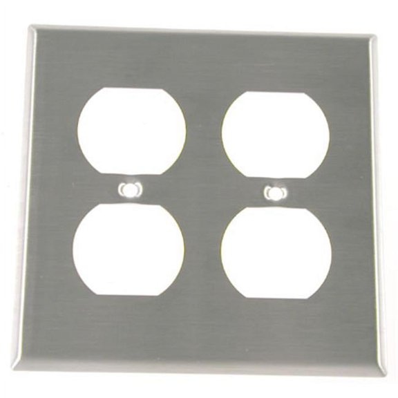 Leviton 84016-40 2-Gang, Duplex Device Receptacle Wallplate, Standard Size, Device Mount, Stainless Steel