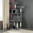 thumbnail image 2 of Pefilos 65" Cat Tree Tower for Indoor Cats, Cat House with Padded Platform Bed, Toy Balls, 2 Cozy Condo, Cat Play Tunnel and Sisal Scratching Posts, Gray, 2 of 11