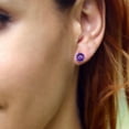 thumbnail image 4 of Gem Stone King 14K Yellow Gold Purple Amethyst 3 Prong Martini Screw Back Stud Earrings for Women Men (3.40 Cttw, Gemstone February Birthstone, Round 8MM), 4 of 4