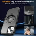 thumbnail image 2 of Compatible With iPhone 15 Plus Magnetic Case Wireless Charging Built-in 120° Rotate Ring Holder[Hidden Kickstand] Shock-absorbent Hard PC Lightweight Plain Translucency Phone Cover,Black, 2 of 7