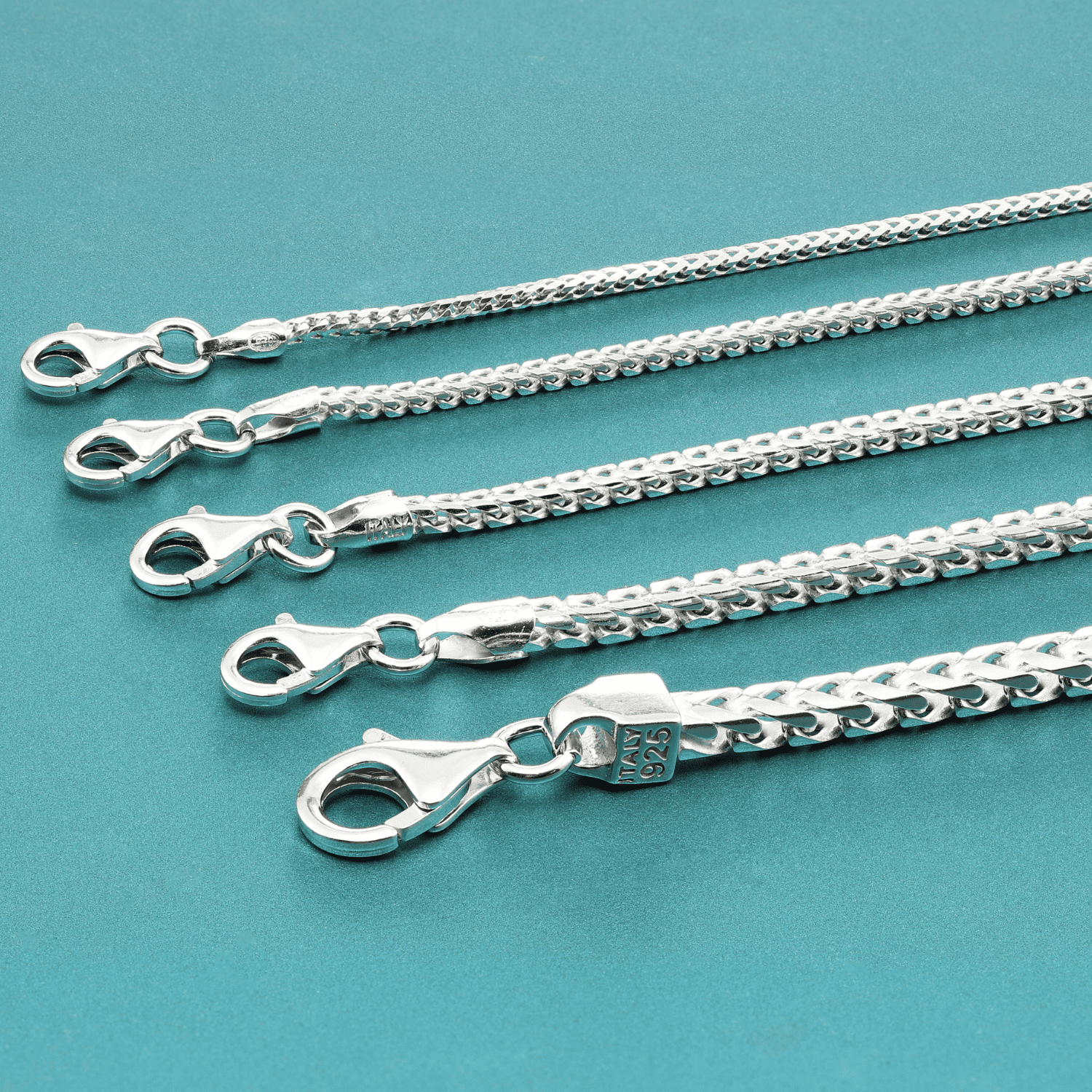 Tilo Jewelry Solid 925 Sterling Silver Franco Chain Necklace with Secure Lobster Lock | 1.5mm - 16 Inch | Everyday Necklace for Men, Women, Unisex