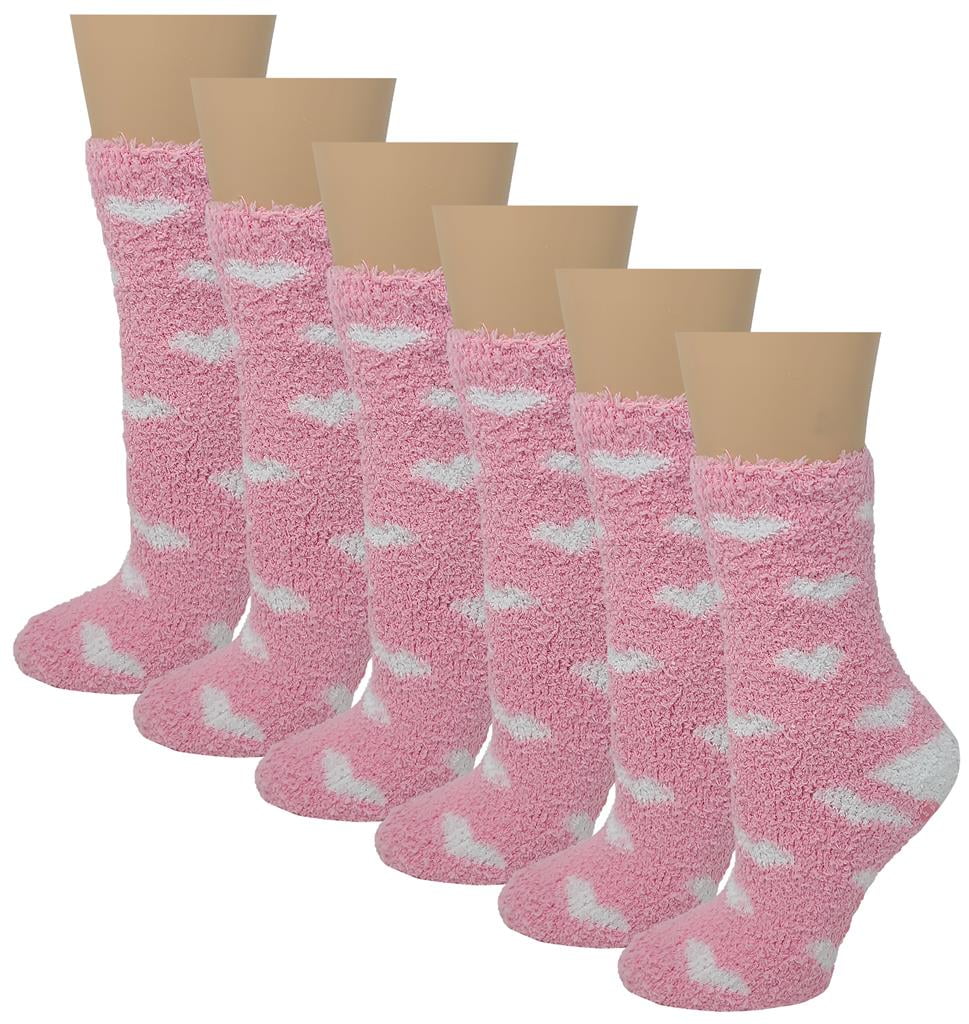 6 Pairs Nonslip Hospital Socks Cozy Fuzzy Slipper Grip Socks