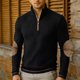 thumbnail image 1 of Ceisia Men's Slim Fit Half-Zip Stand-Up Collar Rib Knit Sweater with Elbow Patches Black M Gifts, 1 of 9